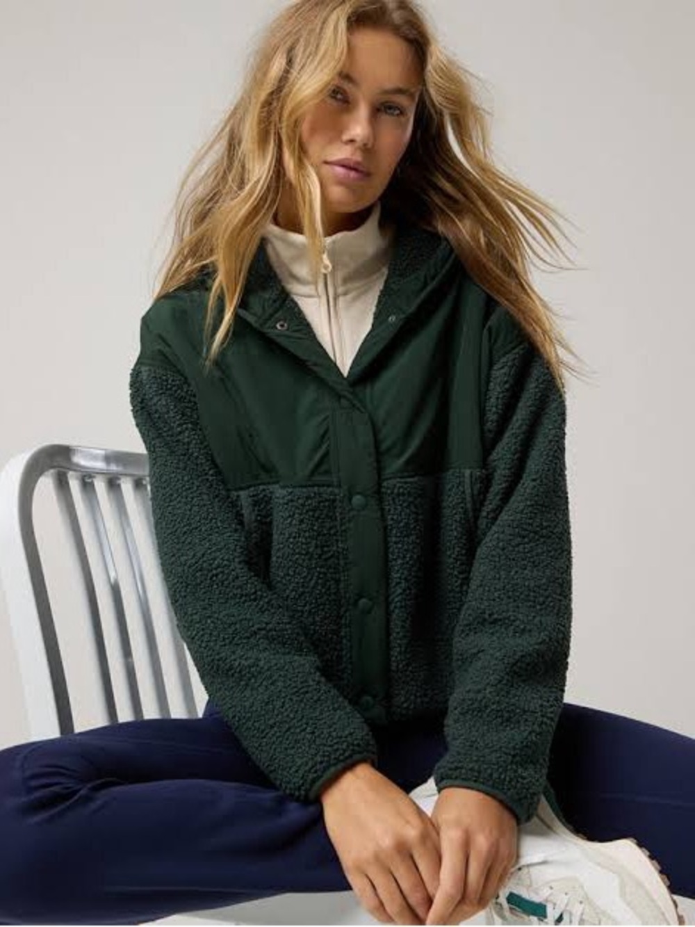 OFFLINE by Aerie Fluff Love Sherpa Jacket in Mystical Green